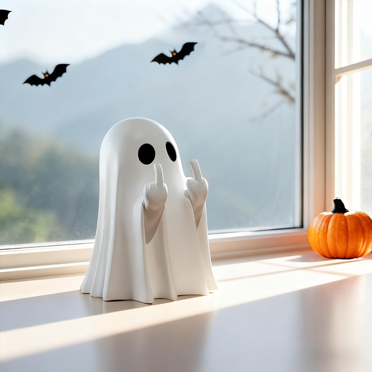 Halloween Ghost Figurine - Halloween Decor Indoor, Cute Finger Ghost Ornaments, Spooky Ghost Decorations, Funny Coffee Table Centerpieces, Home Office Decor